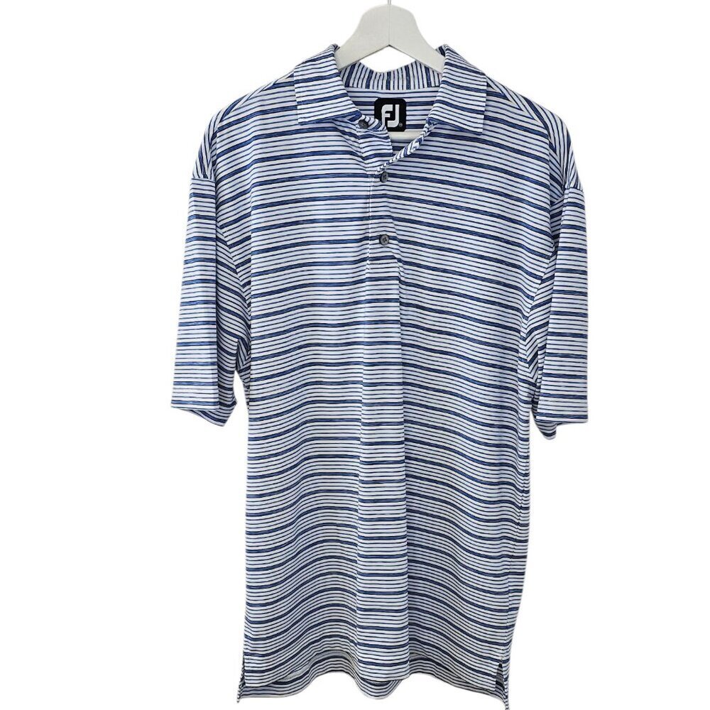 FootJoy Mens Short Sleeve Polo, Henley, Striped, Relaxed, Golf, Size Medium